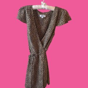 Frankie's Bikinis Leopard Print Mini Dress in Tan and Black
